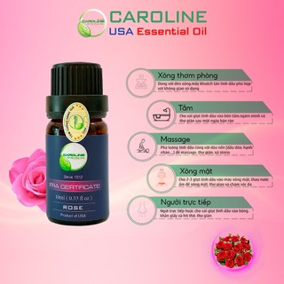 Tinh dầu xông thơm phòng thiên nhiên CAROLINe hương Hoa Hồng Full size mini - Cam kết chính hãng