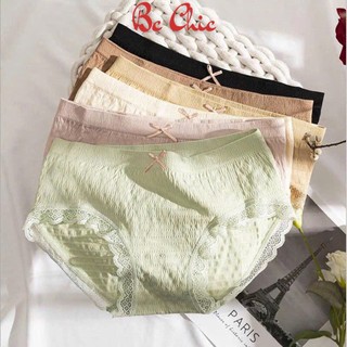 Quần lót thun gân cotton phối viền su đính nơ Q 102 BC_CHIC LINGERIE