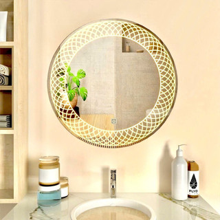 Gương Led Hoa Văn Tròn Cảm Ứng Cao Cấp, Gương trang điểm,treo phòng tắm Diamond Mirror 37