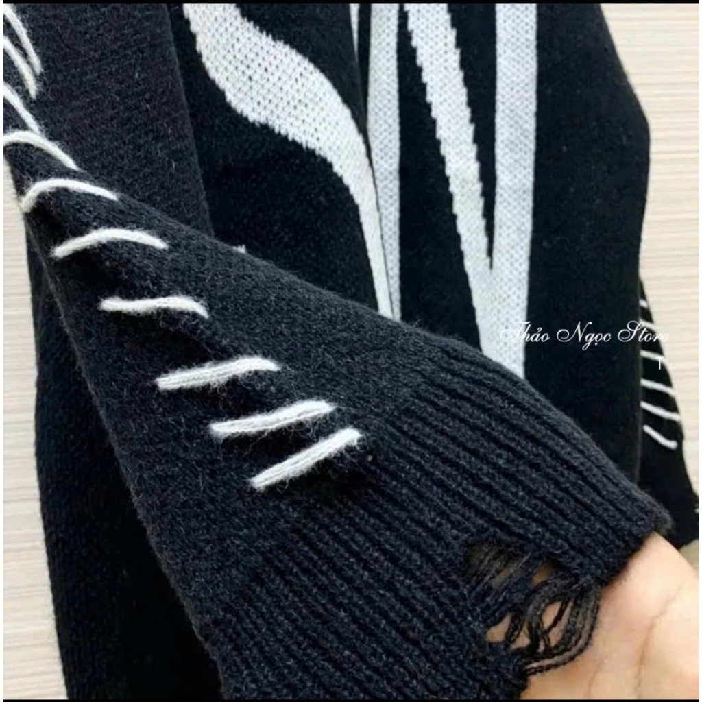 Áo Len Dệt Kim From Rộng Dệt Chữ SIN Chất Len Lông Xù From Dáng Thụng Cao Cấp