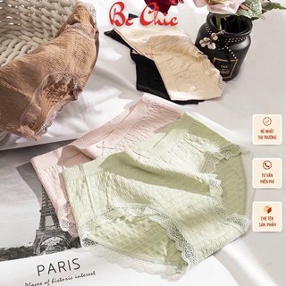 Quần lót thun gân cotton phối viền su đính nơ Q 102 BC_CHIC LINGERIE
