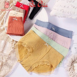 Quần lót thun gân cotton phối viền su đính nơ Q 102 BC_CHIC LINGERIE