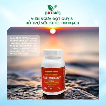 Viên chống đột quỵ, ngừa tai biến, tan cục máu đông, cải thiện thiếu máu lên não Nattokinase USA 3000 FU - 60 viên US