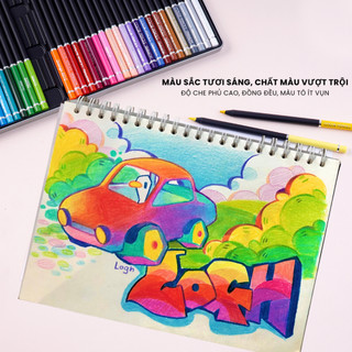 Bút Chì Màu Gốc Dầu Cao Cấp GLOBAL ART 36/ 72 Màu Đậm Mịn, Ít Vụn Lõi 4mm Không Dễ Gãy Dùng Vẽ Tranh Phác Thảo M40007/8