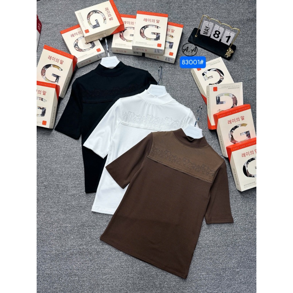 Áo Tay Lỡ 83001# Hàng Full Hộp Chất Thun Nỉ Pha Ren Co Dãn 4 Chiều