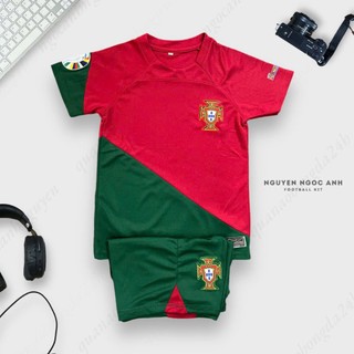 Bộ Quần Áo Bóng Đá Trẻ Em ĐT Bồ Đào Nha Mùa 22/23 In Sẵn Tên Số CR7