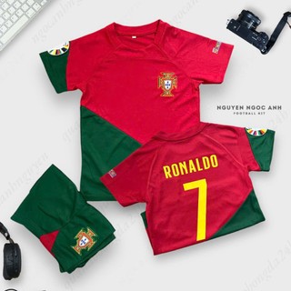 Bộ Quần Áo Bóng Đá Trẻ Em ĐT Bồ Đào Nha Mùa 22/23 In Sẵn Tên Số CR7