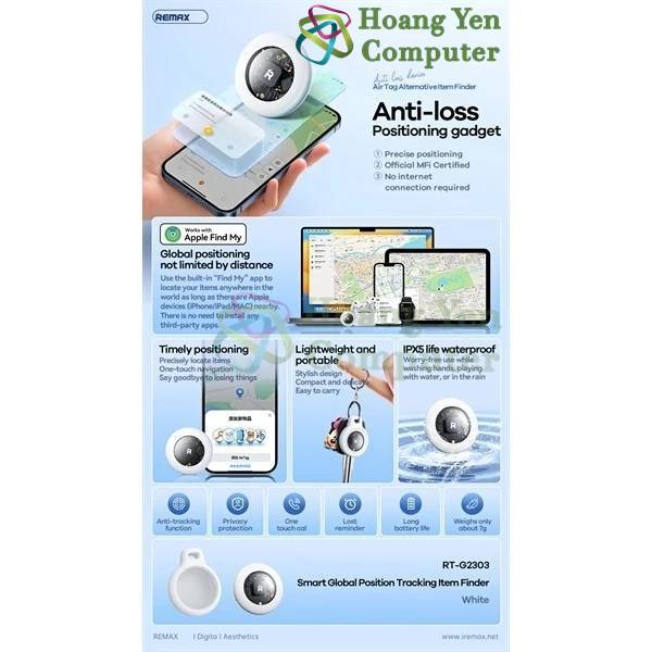 Thiết Bị Định Vị Toàn Cầu GPS Mini Remax RT-G2302, Remax RT-G2303 - Định Vị Xe, Hành Lý, Đồ Vật, Trẻ Em - Hoangyen