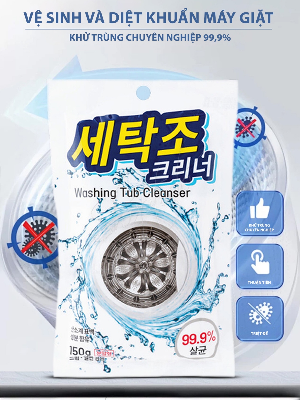 Product image Bột tẩy lồng máy giặt BND Hàn Quốc Washing Tub Cleaner 99% diệt khuẩn 150g NPP G20shop 4