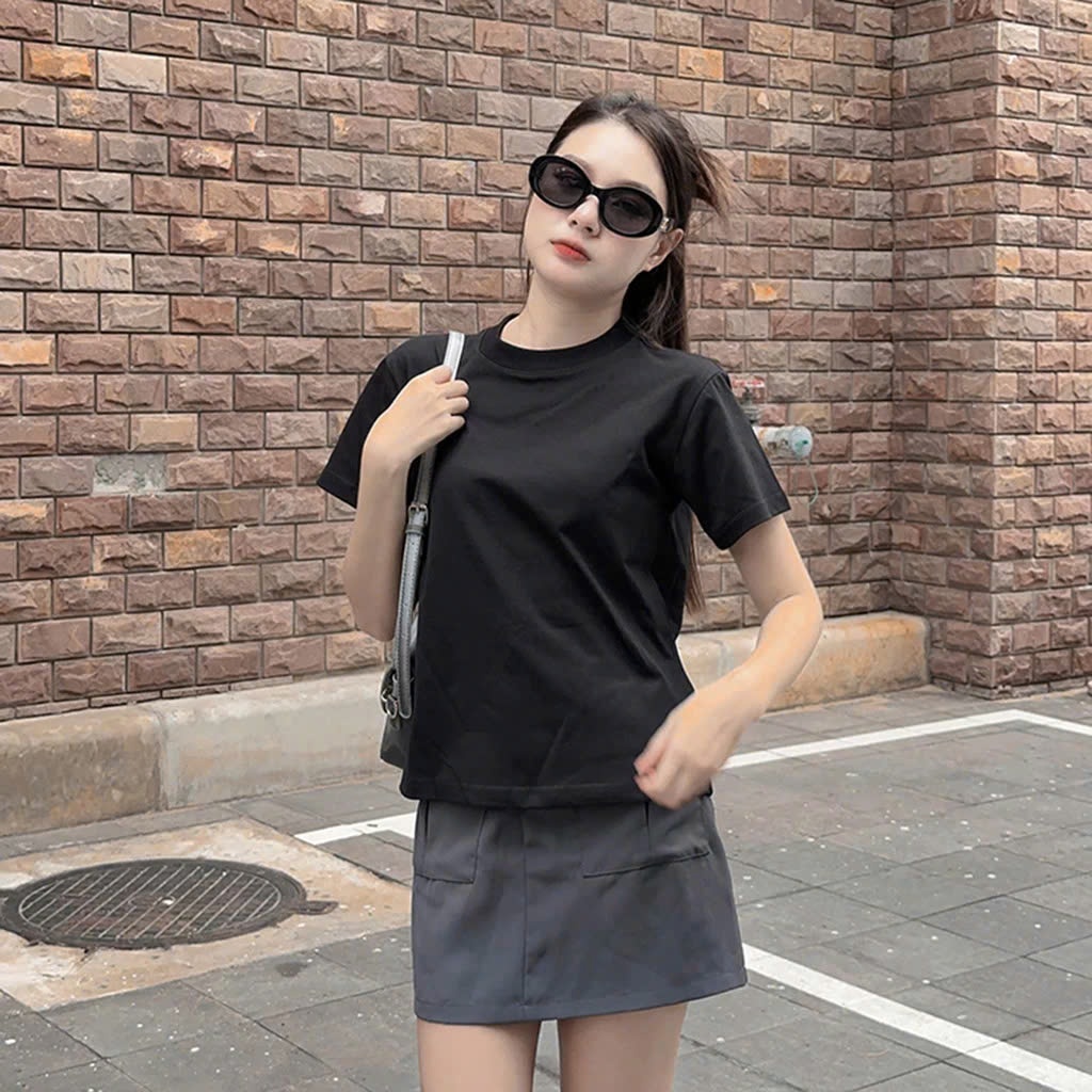 Áo baby tee trơn, áo thun trơn nữ vải cotton A51171 [ Video sp thực tế ]