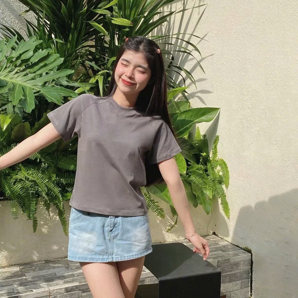 Áo baby tee trơn, áo thun trơn nữ vải cotton A51171 [ Video sp thực tế ]