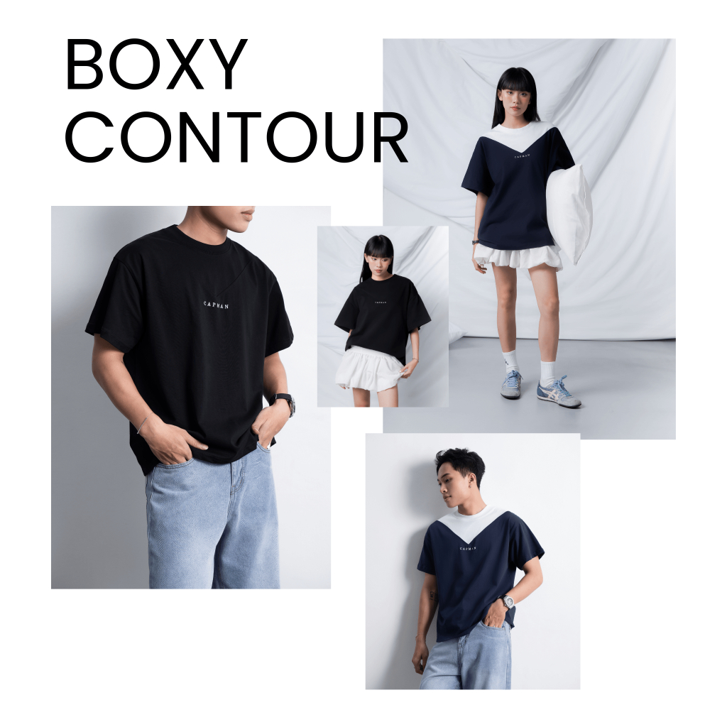 Ảnh Áo thun Boxy Tee CONTOUR dáng lửng phom rộng CAPMAN CLUB, trẻ trung thoải mái 1