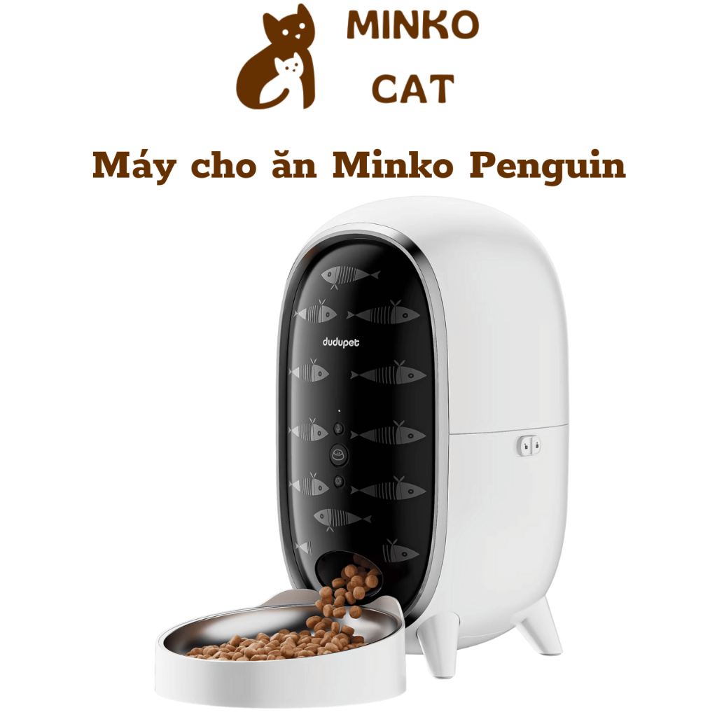 Minko Penguin - Máy cho mèo ăn tự động, Máy nhả hạt cho chó thông minh ...