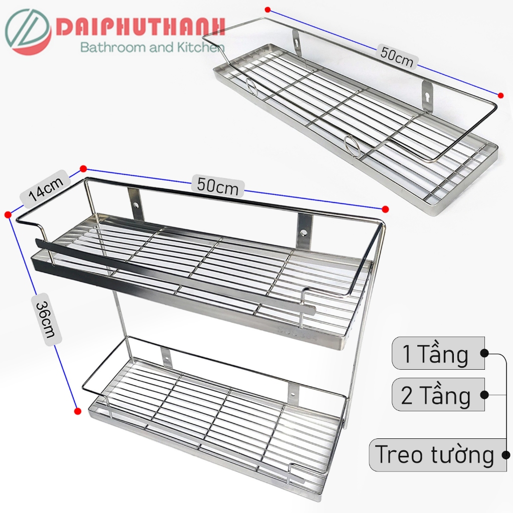 Kệ Bếp Kệ Gia Vị Inox Treo Tường KI-GV02 - 2 mẫu 1 tầng hoặc 2 tầng ...