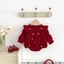 Bodysuit nhung đỏ hàng qccc thu đông cho bé gái Hàn Quốc xinh xỉu chất đẹp