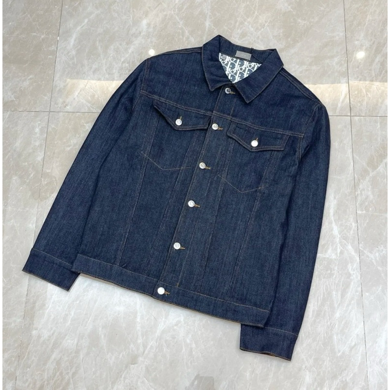 ⚡️[Hight Quality] Cả Bộ Quần Áo D1004 Denim Oblique Jacket - Màu Xanh Navy Sang Chảnh Check Mono Cao Cấp Nam Nữ