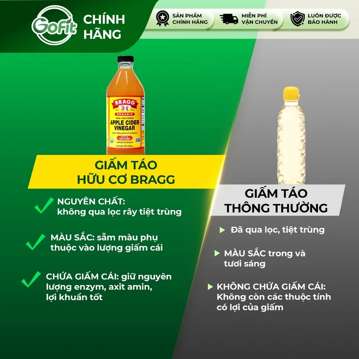 Giấm Táo Hữu Cơ Bragg Organic Mỹ 473ml, 946ml – Có Giấm Cái Hỗ Trợ Giảm Cân, Detox Cơ Thể – 4