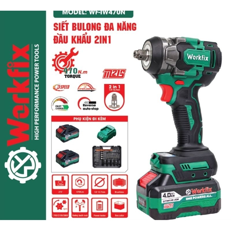 Máy Siết Bulong Workfix 470Nm Chân Pin Phổ thông M21 | Shopee Việt Nam