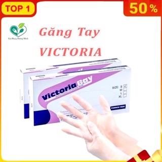 GĂNG TAY CAO SU GANG TAY LÀM BẾP,GĂNG VIC L,  Hộp 100 Găng Tay Siêu Dai Nấu Ăn Victoria Bay - MA: GANGTAY