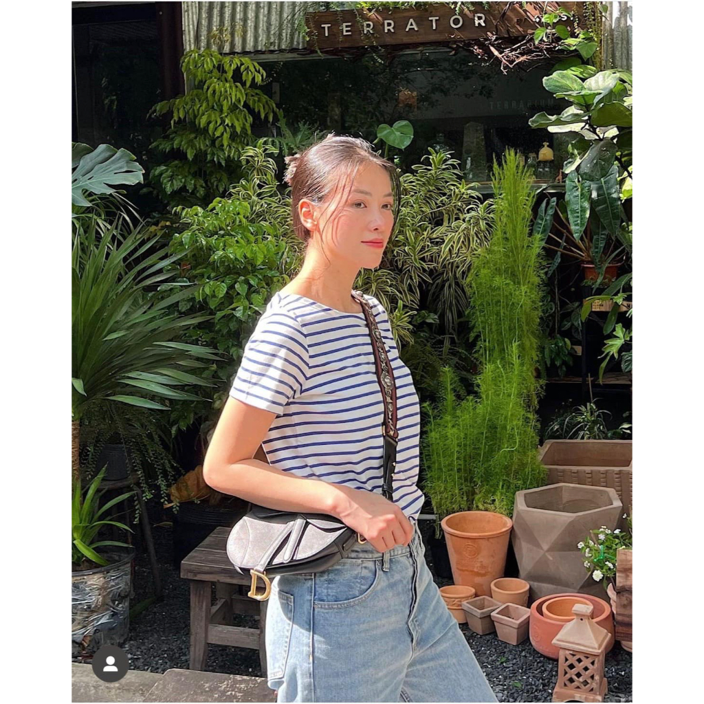 TheBlueTshirt - Áo thun tay ngắn hoạ tiết sọc nữ - Number 6 Short Sleeve - Signature Stripe Premium Cotton