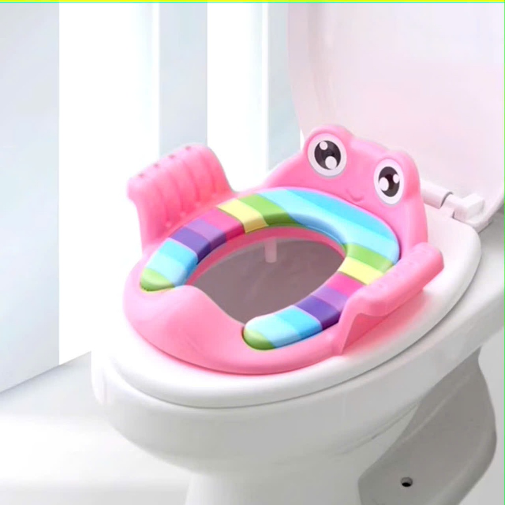 LÓT BỒN CẦU CÓ TAY VỊN,  Bệt Lót Bồn Cầu Có Tay Vịn Hình Chú Ếch, Bệ Thu Nhỏ Bồn Cầu Cho Bé Ngồi Vệ Sinh