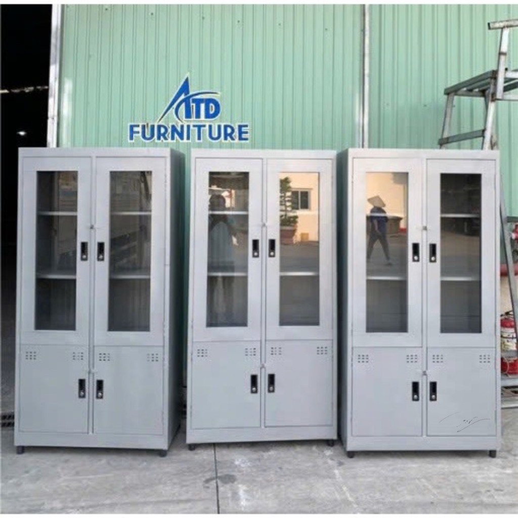 Tủ hồ sơ 2 cánh kiếng sắt đựng đồ văn phòng tài liệu công ty, trường ...