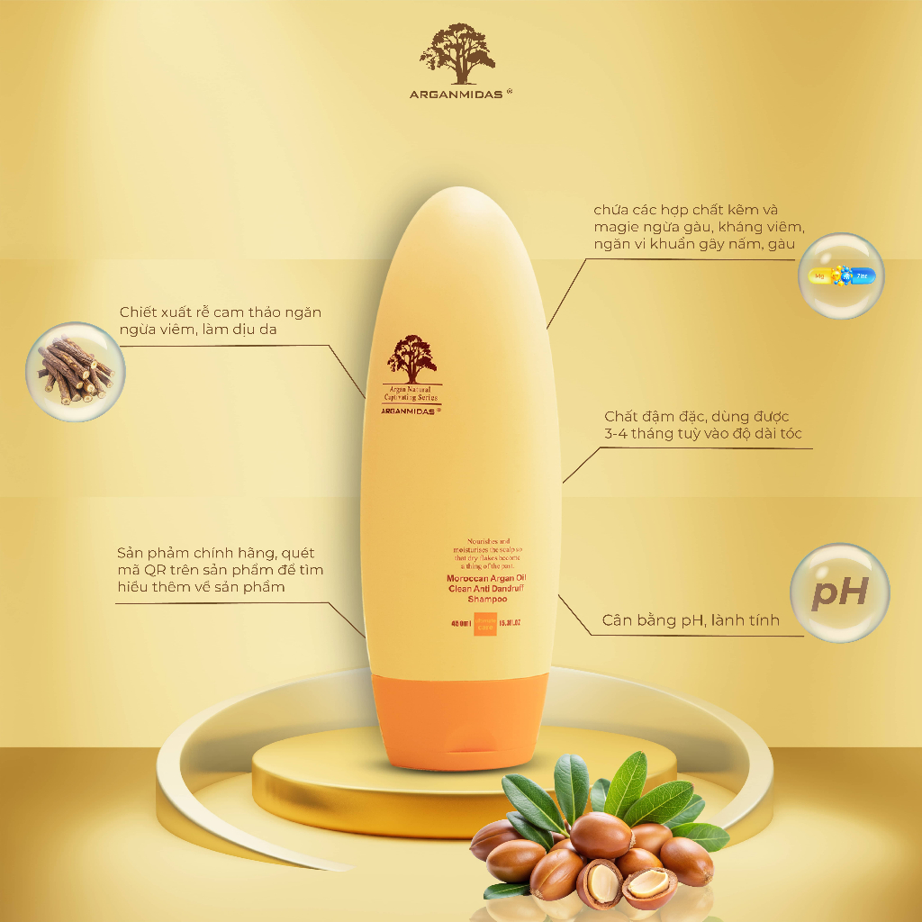 Ảnh Combo Dầu gội sạch gàu Arganmidas và xả siêu dưỡng ẩm Collagen Giảm rụng tóc, ngứa, chắc khỏe chân tóc 450ml 3