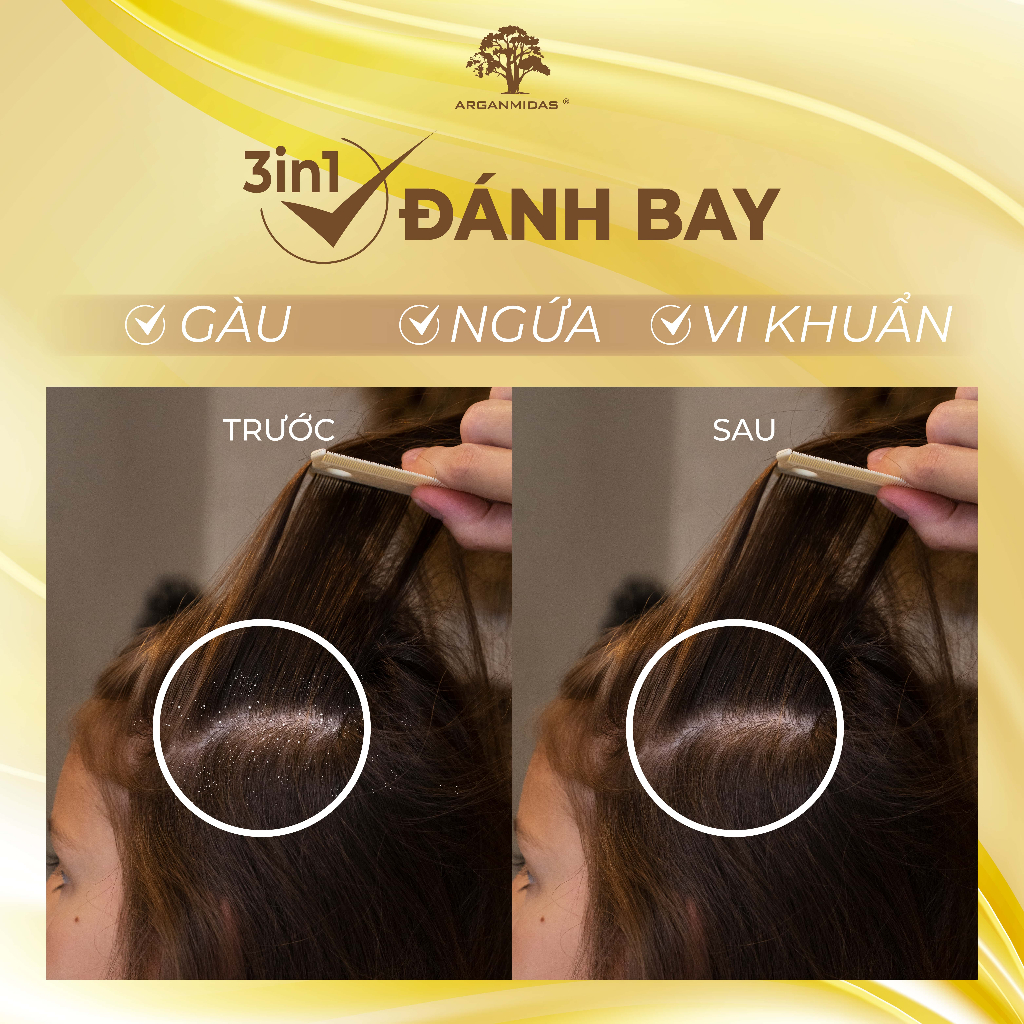 Ảnh Combo Dầu gội sạch gàu Arganmidas và xả siêu dưỡng ẩm Collagen Giảm rụng tóc, ngứa, chắc khỏe chân tóc 450ml 4
