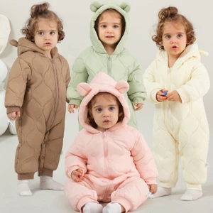 Body phao lót nhung Bodysuit liền thân dài tay bông ấm, áo liền quần hàng Quảng Châu cho bé trai bé gái mặc đông SLD12