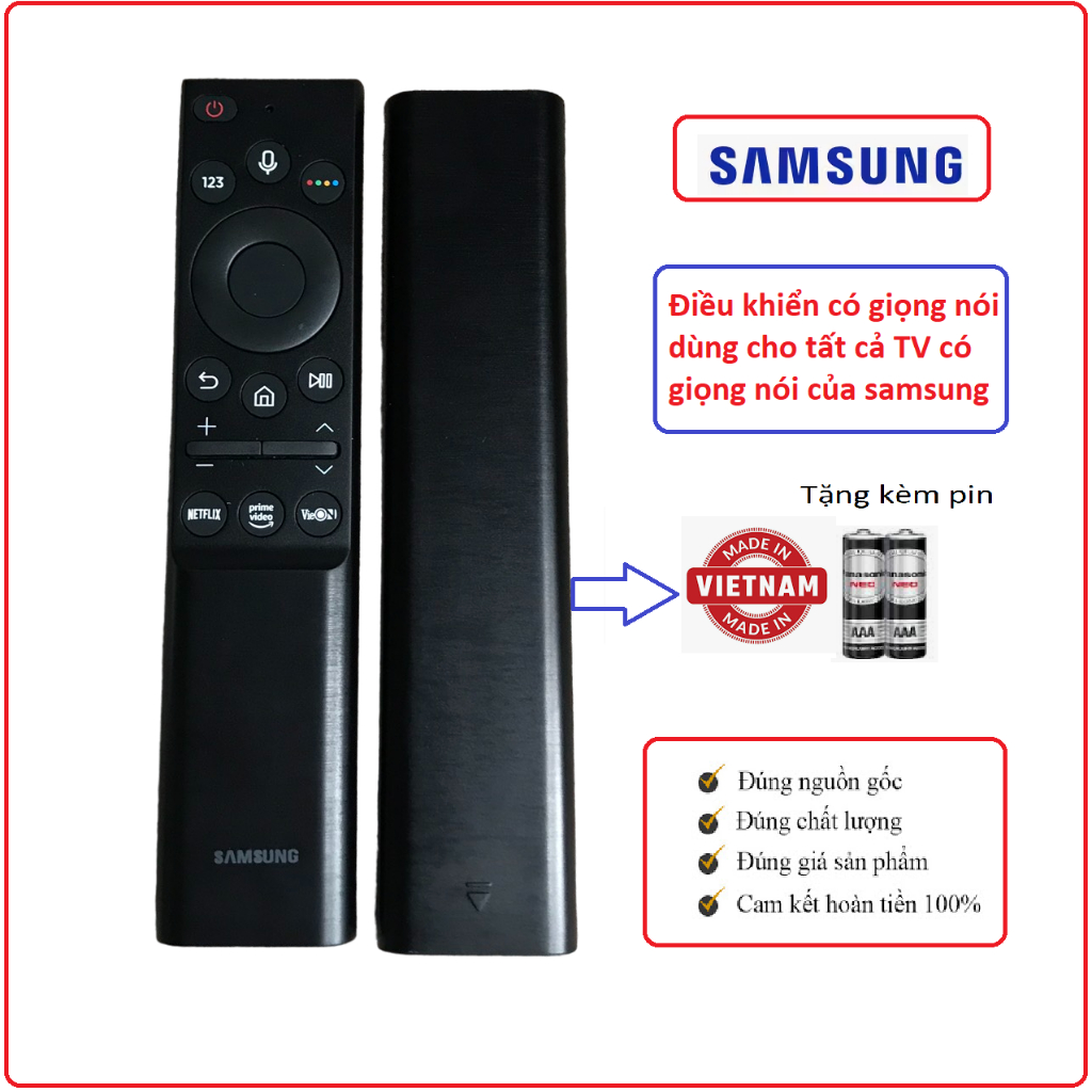Điều khiển tivi samsung giọng nói BN59-01363J made in vietnam VieON mẫu thẳng dùng cho tất cả TV có giọng nói của samsun