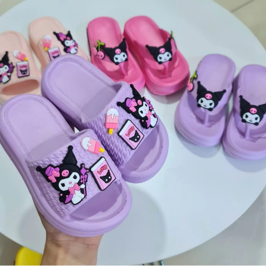 Dép bánh mì hình Labubu cho bé gái siêu dễ thương đế cao 4 phân siêu nhẹ siêu mềm