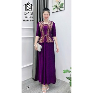 Đầm dạ hội trung niên chất liệu thun nhũ co giãn cực tốt. cho mẹ dự tiệc sang trọng bigsize M543