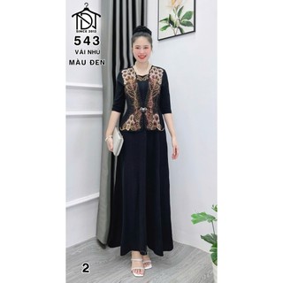 Đầm dạ hội trung niên chất liệu thun nhũ co giãn cực tốt. cho mẹ dự tiệc sang trọng bigsize M543