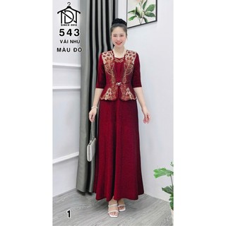 Đầm dạ hội trung niên chất liệu thun nhũ co giãn cực tốt. cho mẹ dự tiệc sang trọng bigsize M543