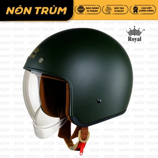 Nón bảo hiểm 3/4 Royal M139 kính âm che mặt đi xe máy xanh lính chính hãng bảo hành 12 tháng