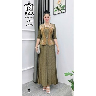 Đầm dạ hội trung niên chất liệu thun nhũ co giãn cực tốt. cho mẹ dự tiệc sang trọng bigsize M543