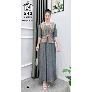 Đầm dạ hội trung niên chất liệu thun nhũ co giãn cực tốt. cho mẹ dự tiệc sang trọng bigsize M543