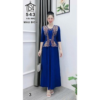 Đầm dạ hội trung niên chất liệu thun nhũ co giãn cực tốt. cho mẹ dự tiệc sang trọng bigsize M543