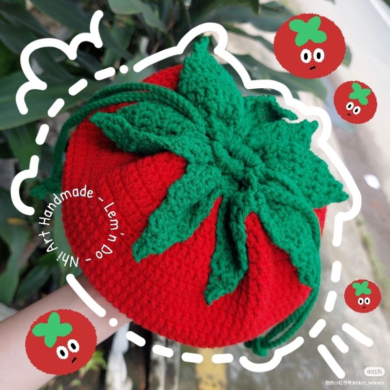 Túi Tomato Pouch | Túi rút Cà Chua bằng len | Túi Len | Shopee Việt Nam