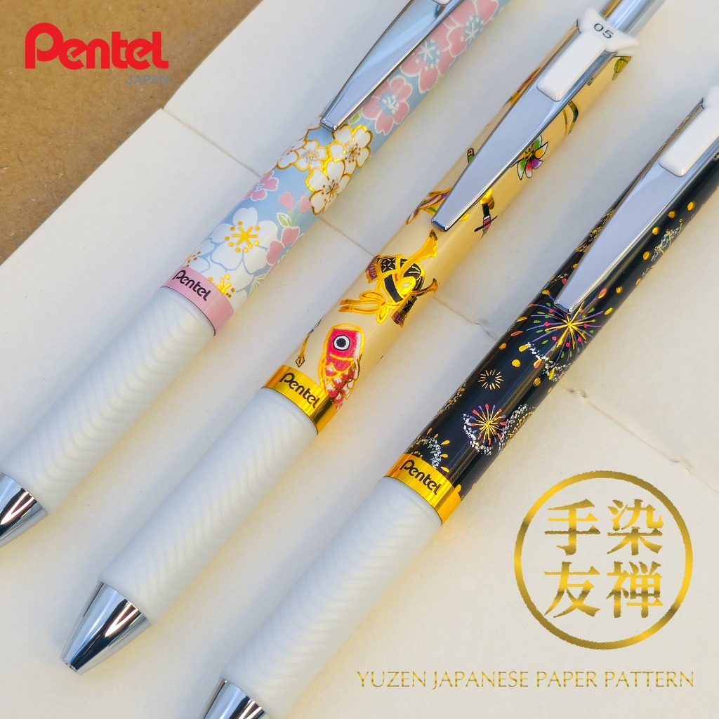 Ảnh Bút Gel Ngòi 0.5mm Pentel Energel Yuzen BLN75YU Nhanh Khô 6 Mẫu Hoạ Tiết Độc Đáo 3