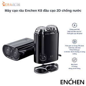 Máy cạo râu Enchen K8 đầu cạo 2D chống nước - Hàng chính hãng
