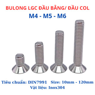 Bulong lục giác đầu col, lục giác đầu bằng Inox304 M4 (4 li) M5 (5 li) M6 (6 li) dài từ 10mm - 60mm.