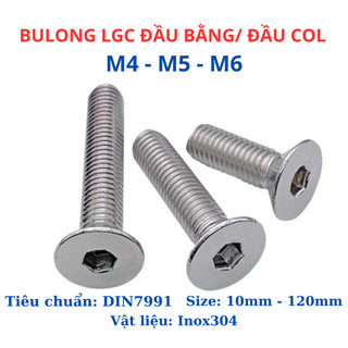 Bulong lục giác đầu col, lục giác đầu bằng Inox304 M4 (4 li) M5 (5 li) M6 (6 li) dài từ 10mm - 60mm.