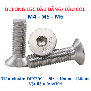 Bulong lục giác đầu col, lục giác đầu bằng Inox304 M4 (4 li) M5 (5 li) M6 (6 li) dài từ 10mm - 60mm.