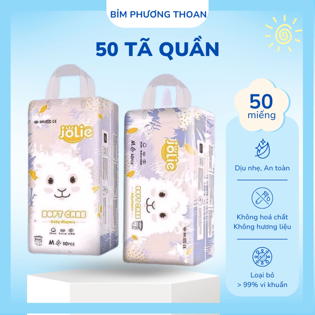Jolie 50 Miếng(1 Bịch) Tã Quần Xuất Anh phiên bản mới nhất.Đủ Size: M/L/XL/2XL/3XL/4XL