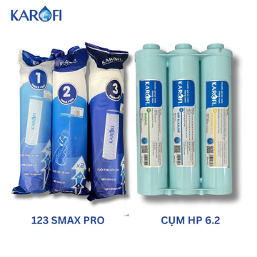 Combo bộ lọc thô 123 + cụm 6 lõi chức năng HP 6.2 Karofi dùng cho nhiều dòng máy của Karofi, Combo 9 Lõi Giá Hời Trừ RO