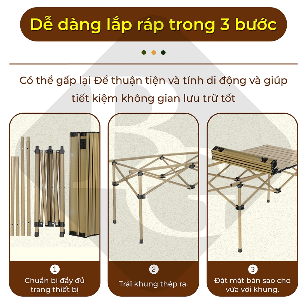 Ảnh Bàn cắm trại gấp gọn model TSD53 cm GOLD, đa năng, dã ngoại, có thể gập lại, 4