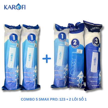 Combo 5 lõi lọc nước Karofi Smax Pro (123 + 2 lõi 1) dùng cho 1 năm phù hợp tất cả các dòng máy thường có 3 cốc lọc
