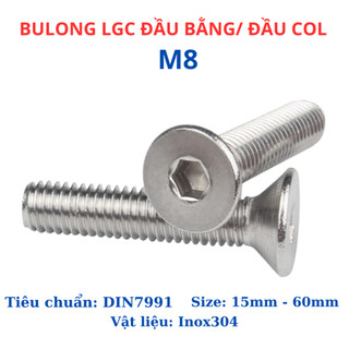 Bulong lục giác đầu col, lục giác đầu bằng Inox 304 M8 (8 li)) dài từ 15mm - 60mm.