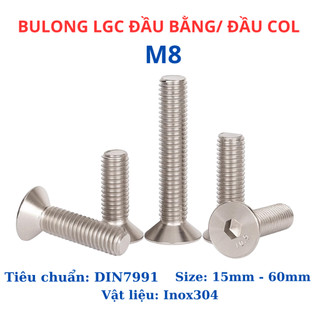 Bulong lục giác đầu col, lục giác đầu bằng Inox 304 M8 (8 li)) dài từ 15mm - 60mm.